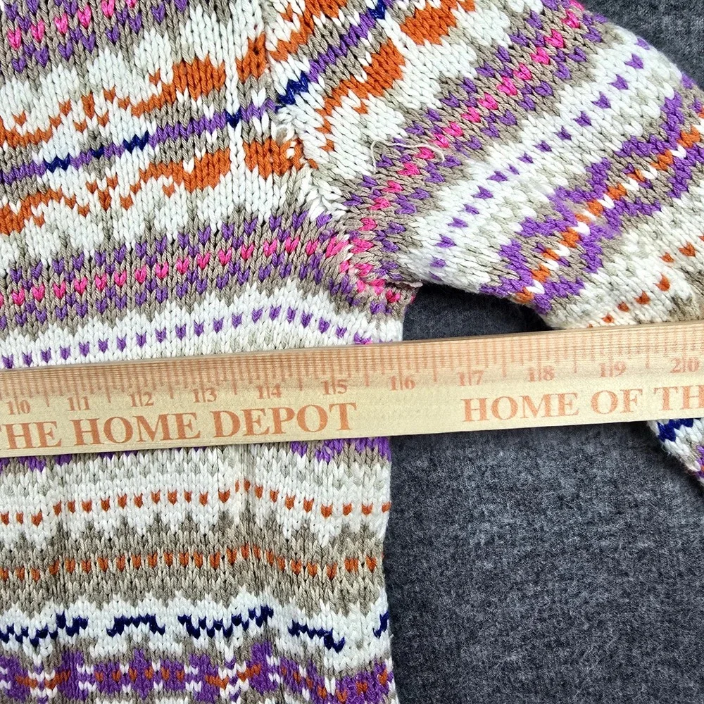 Lauren Ralph Lauren Women M Fair Isle Wool Pullover Sweater Bright Orange Purple